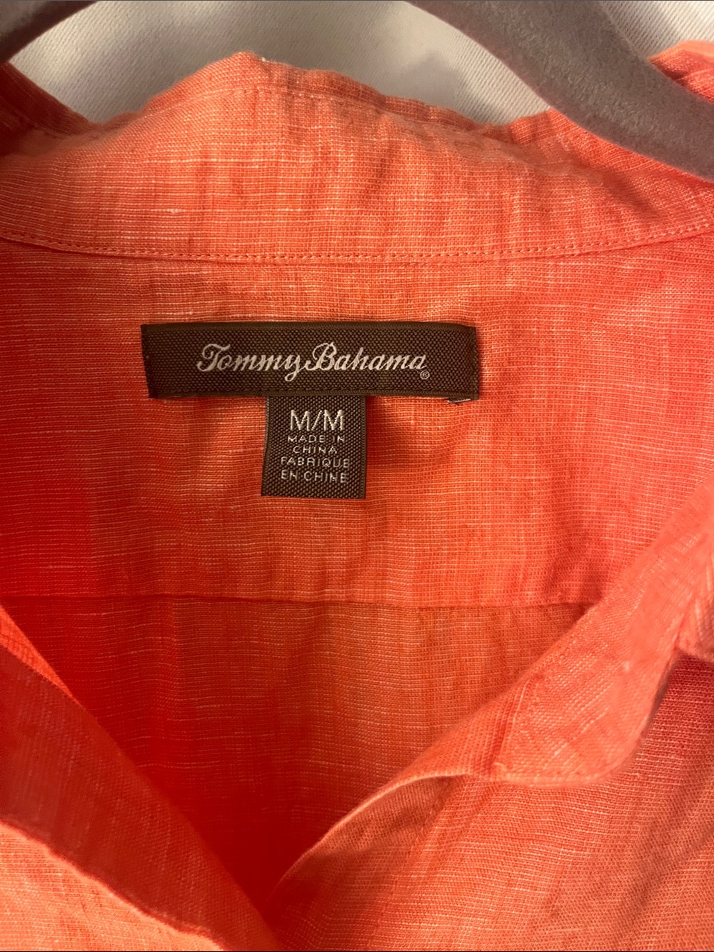 Tommy Bahama Coral-Orange Linen Shirt - Picture 2 of 3